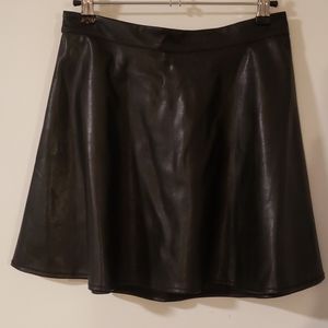 Iris - Black Pleather Skater Skirt